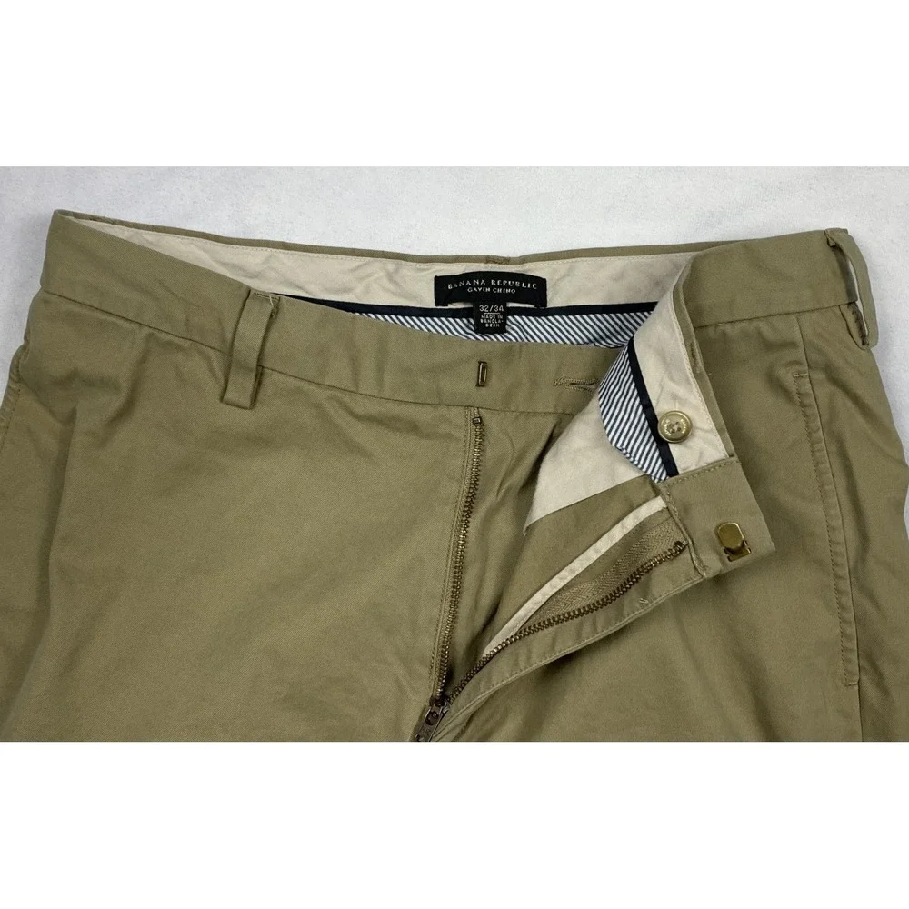 Banana Republic Gavin Chino‎ Pants Mens 32x34 Khaki Straight Casual Cotton